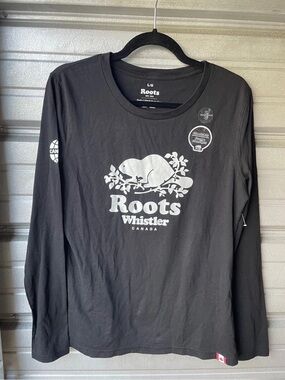 Roots Black Long Sleeve Whistler Logo Tee